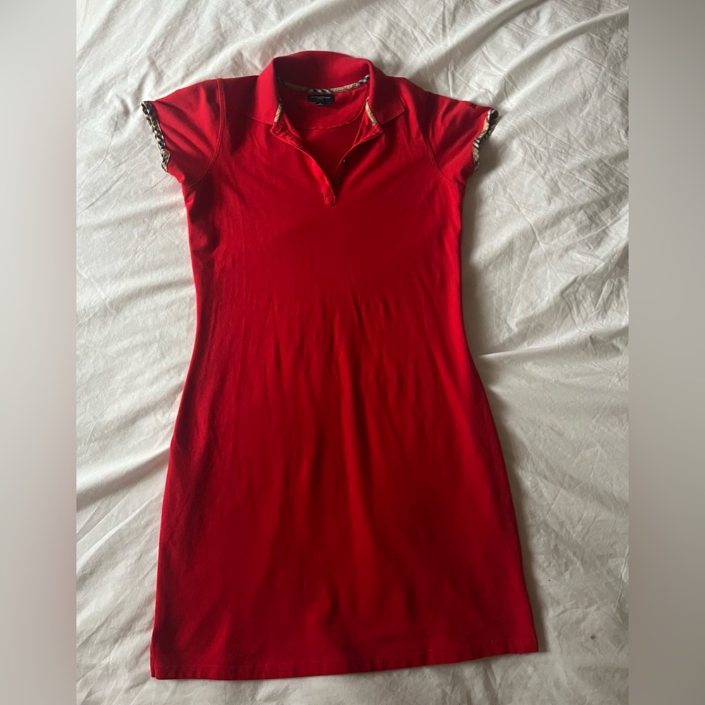 Burberry Golf Red Tennis Cotton Dress Size M